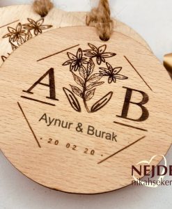Ahşap Lazerkesim Nikah Şekeri Magnet Samsun ilkadım Nejdet