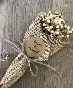 Çuval çiçek naturel doğal el buketi nikah şekeri