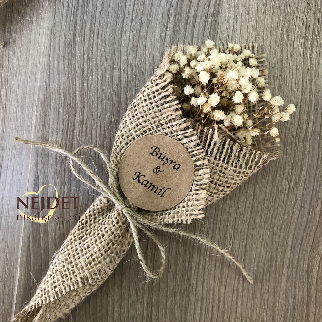 Çuval çiçek naturel doğal el buketi nikah şekeri