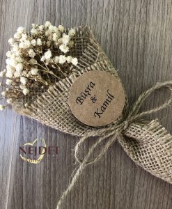 Çuval çiçek naturel doğal el buketi nikah şekeri