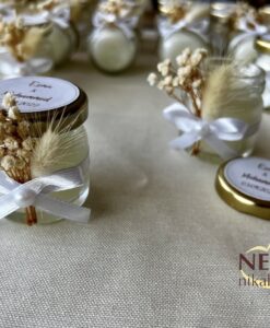 Çiçekli Kavanoz Mum Nikah Şekeri - Görsel 2