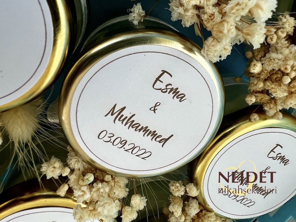 Çiçekli Kavanoz Mum Nikah Şekeri - Görsel 7