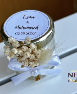 Çiçekli Kavanoz Mum Nikah Şekeri - Görsel 3
