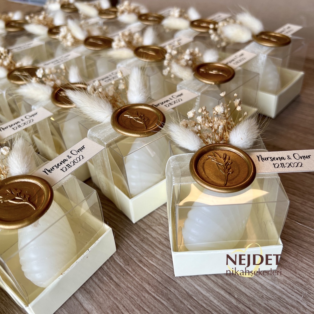 Mühürlü İstiridye Mum Nikah Şekeri - Görsel 8